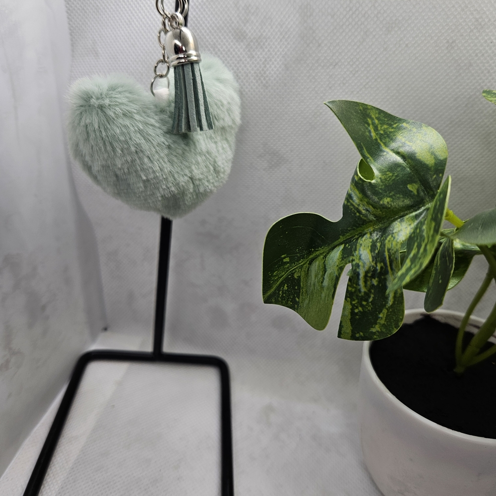 Heart-Shaped Plush Keychain with Tassel